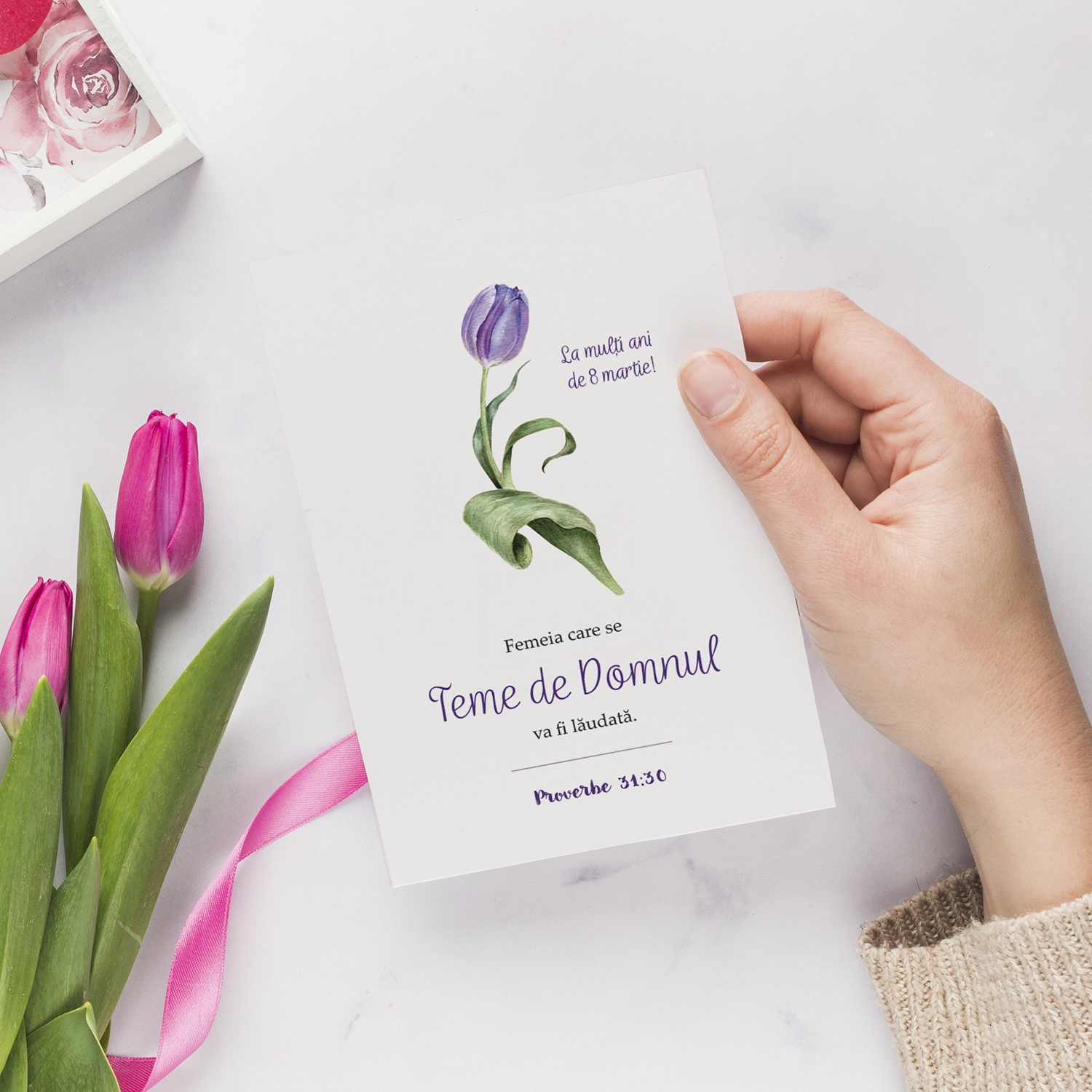 Felicitare de 8 martie cu verset biblic, Proverbe 31:10